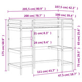 Etagenbett ohne Matratze weiß 100x200 cm aus massivem Kiefernholz