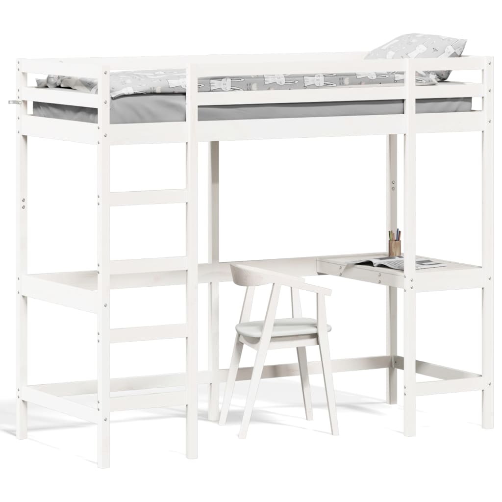 Lit superposé sans matelas blanc 80x200 cm bois de pin massif