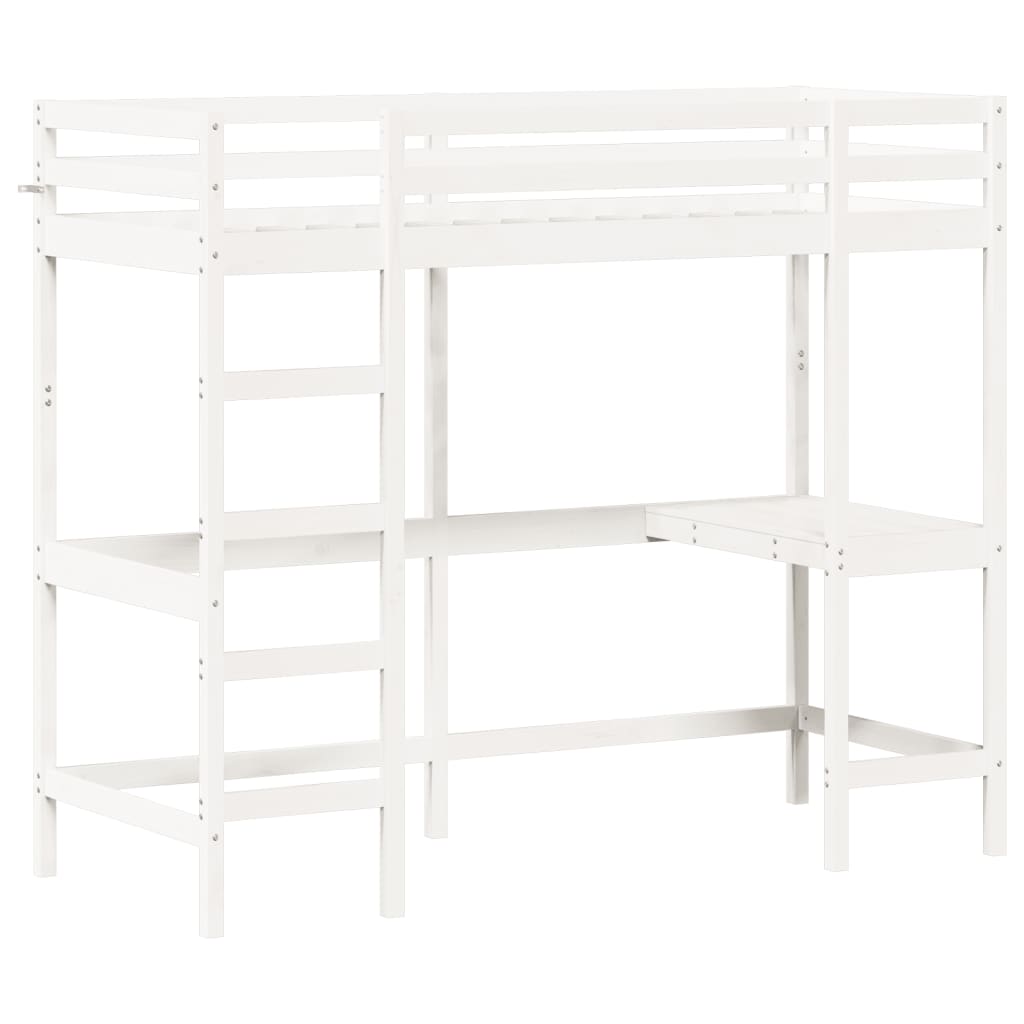 Lit superposé sans matelas blanc 80x200 cm bois de pin massif