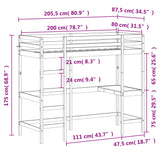 Lit superposé sans matelas blanc 80x200 cm bois de pin massif