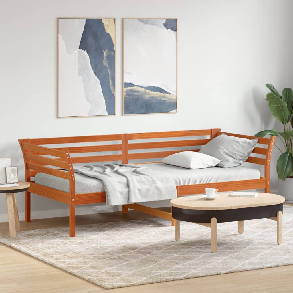 Daybed ohne braune Wachsmatratze 100x200 cm massive Kiefer