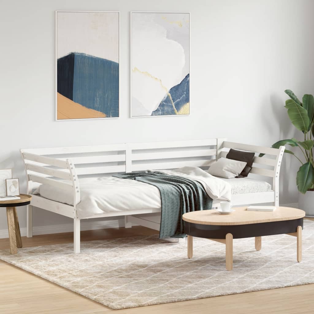 Lit de jour sans matelas blanc 90x190 cm bois de pin massif