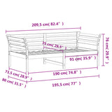 Tagesbett ohne Matratze 75x190 cm aus massivem Kiefernholz