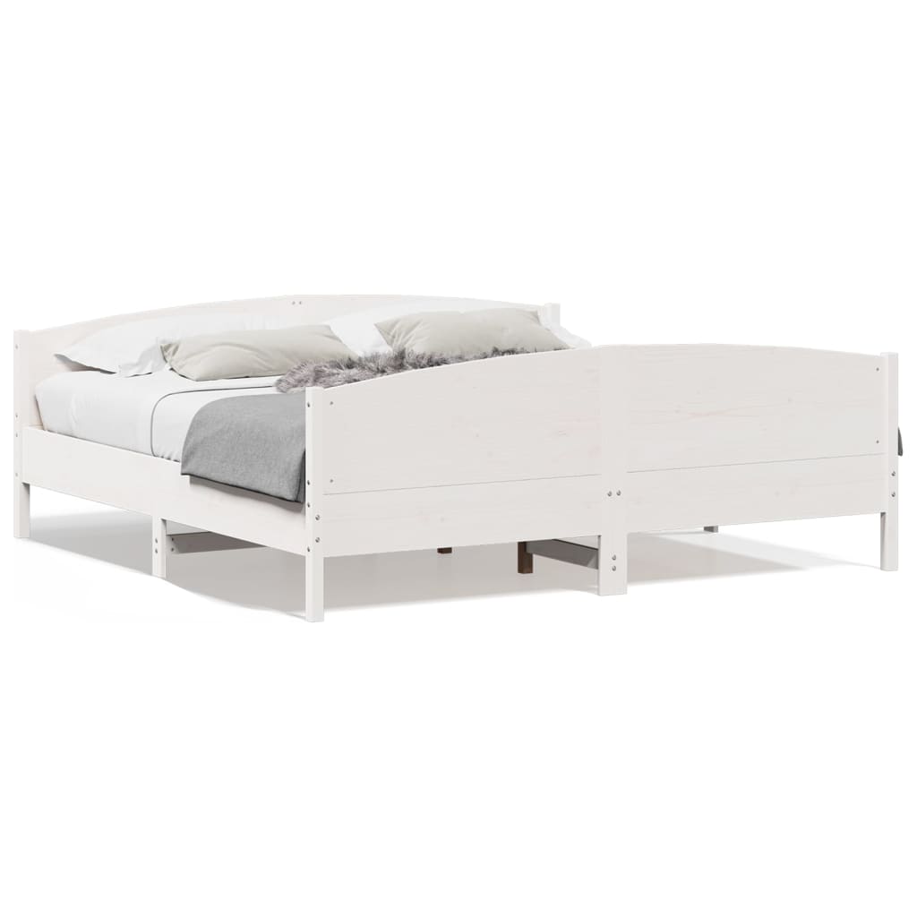 Cadre de lit sans matelas blanc 200x200 cm bois massif de pin