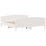 Cadre de lit sans matelas blanc 200x200 cm bois massif de pin