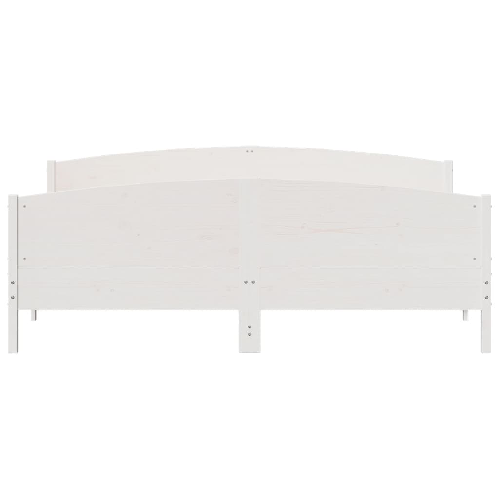 Cadre de lit sans matelas blanc 200x200 cm bois massif de pin