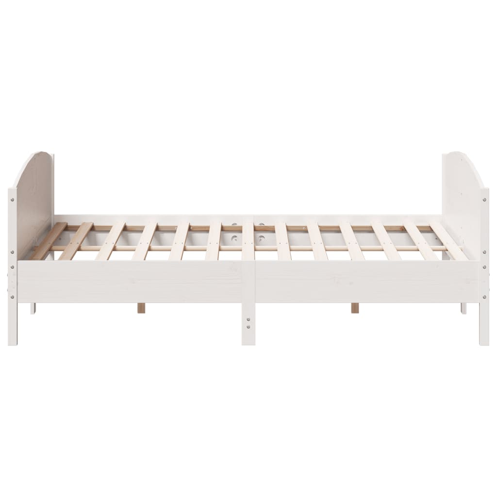 Cadre de lit sans matelas blanc 200x200 cm bois massif de pin