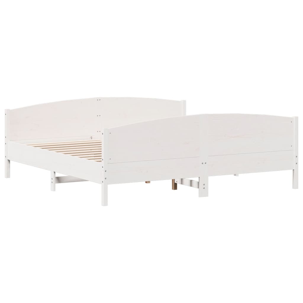 Cadre de lit sans matelas blanc 200x200 cm bois massif de pin