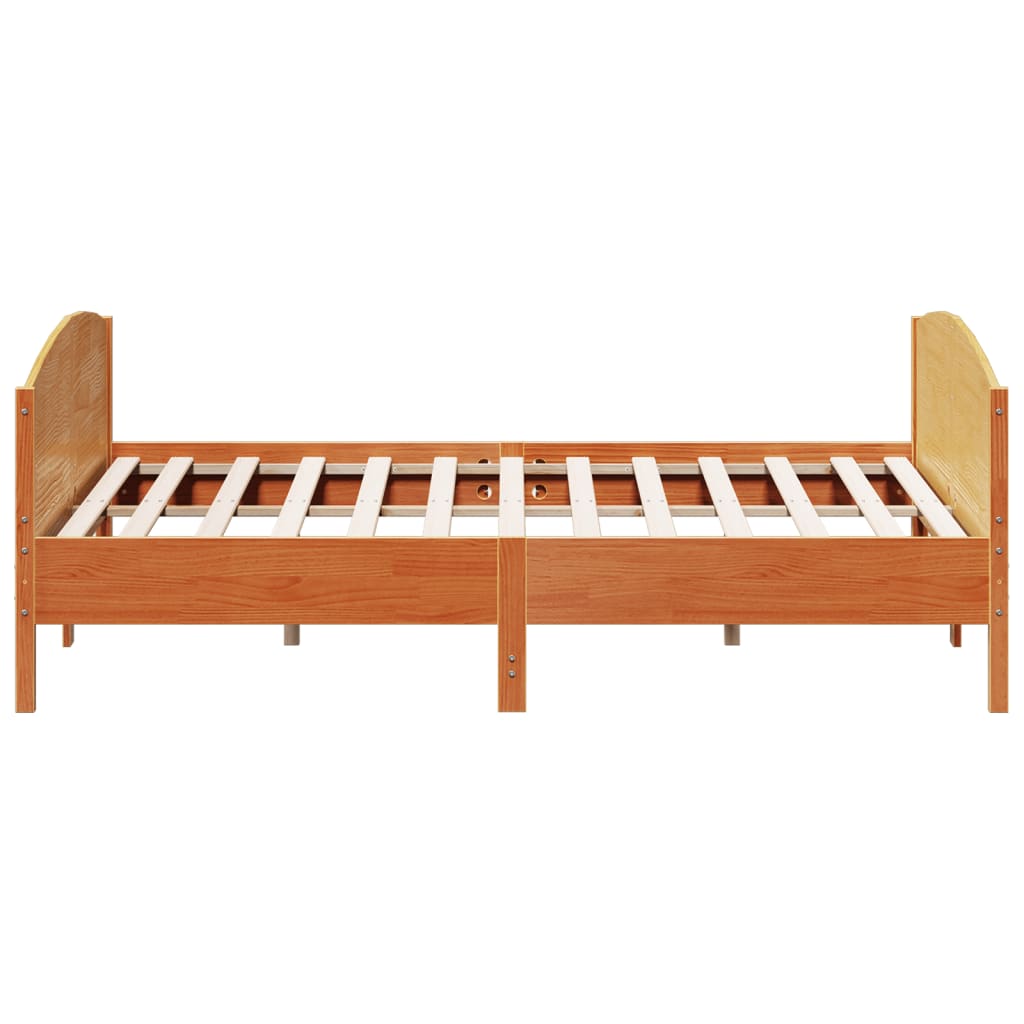 Cadre de lit sans matelas cire marron 200x200cm bois pin massif