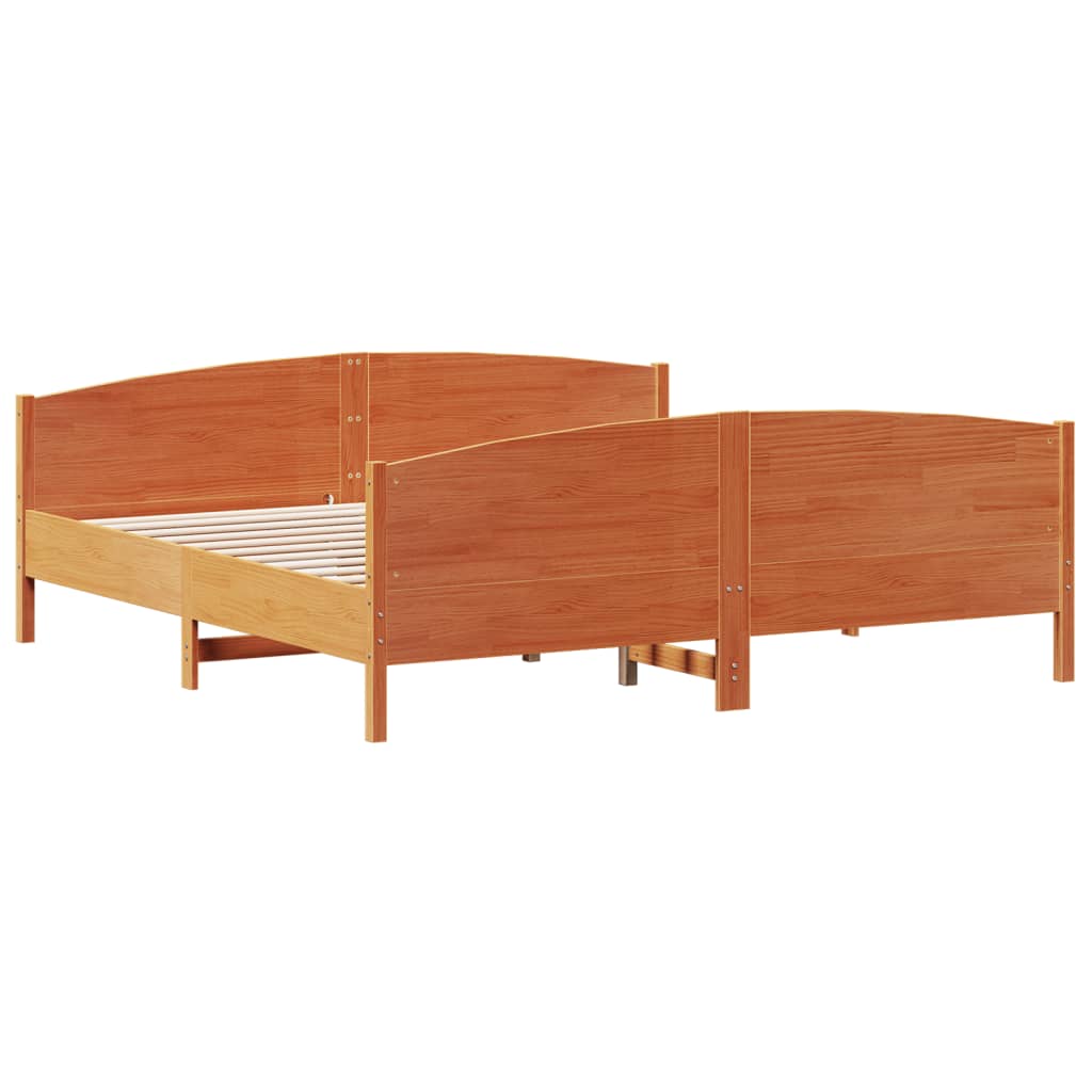 Cadre de lit sans matelas cire marron 200x200cm bois pin massif