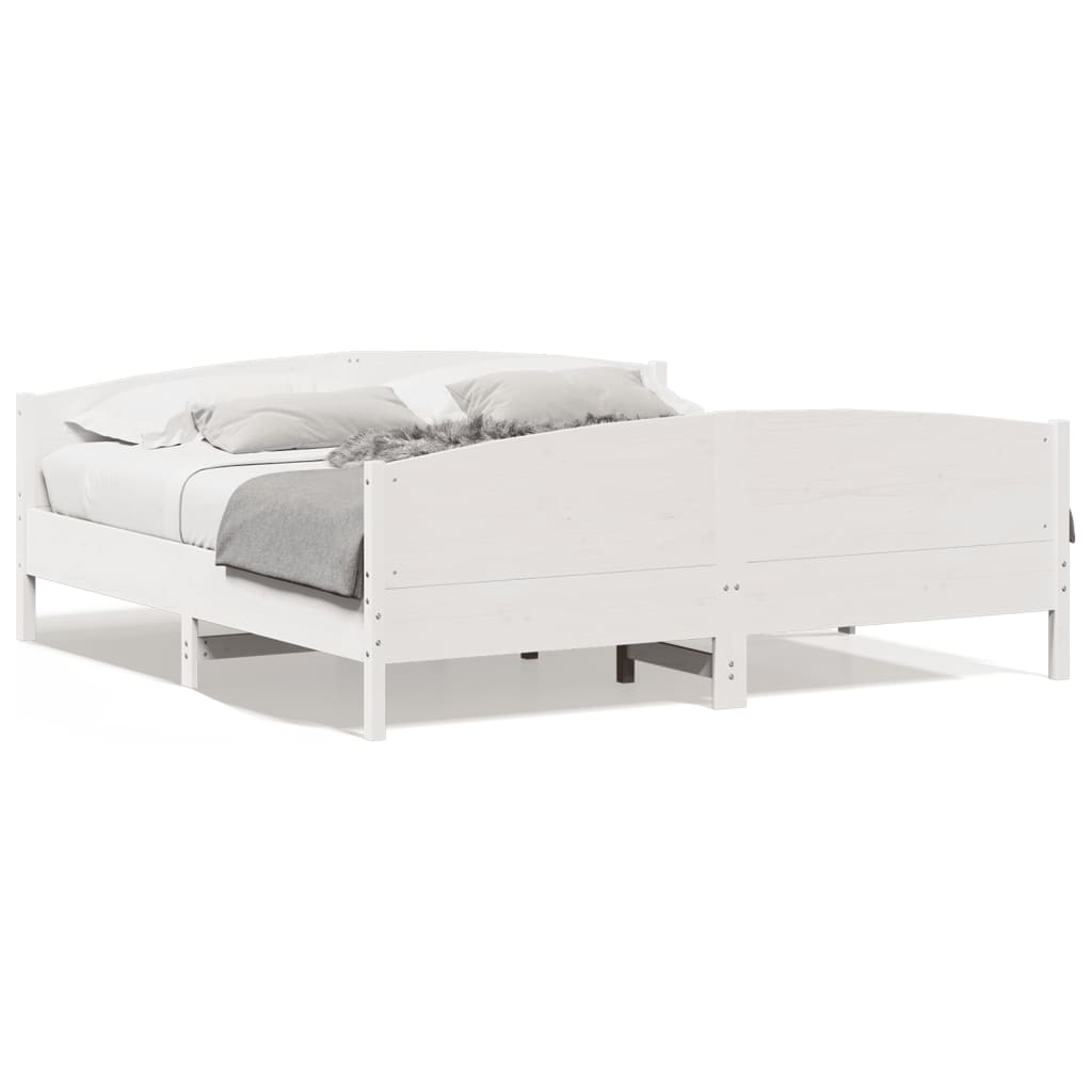 Cadre de lit sans matelas blanc 180x200 cm bois massif de pin