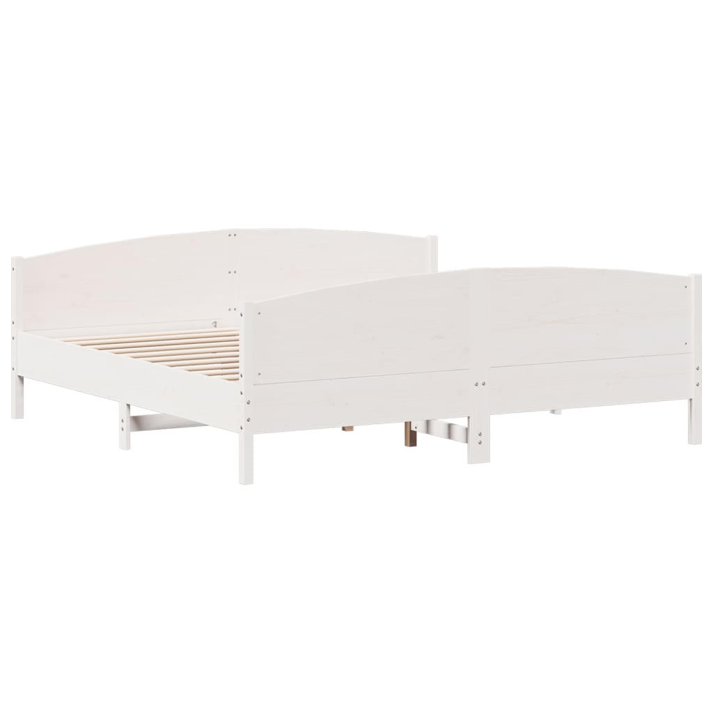 Cadre de lit sans matelas blanc 180x200 cm bois massif de pin