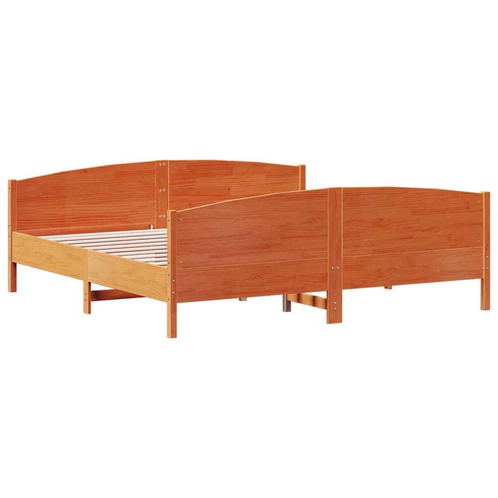 Cadre de lit sans matelas cire marron 180x200cm bois pin massif