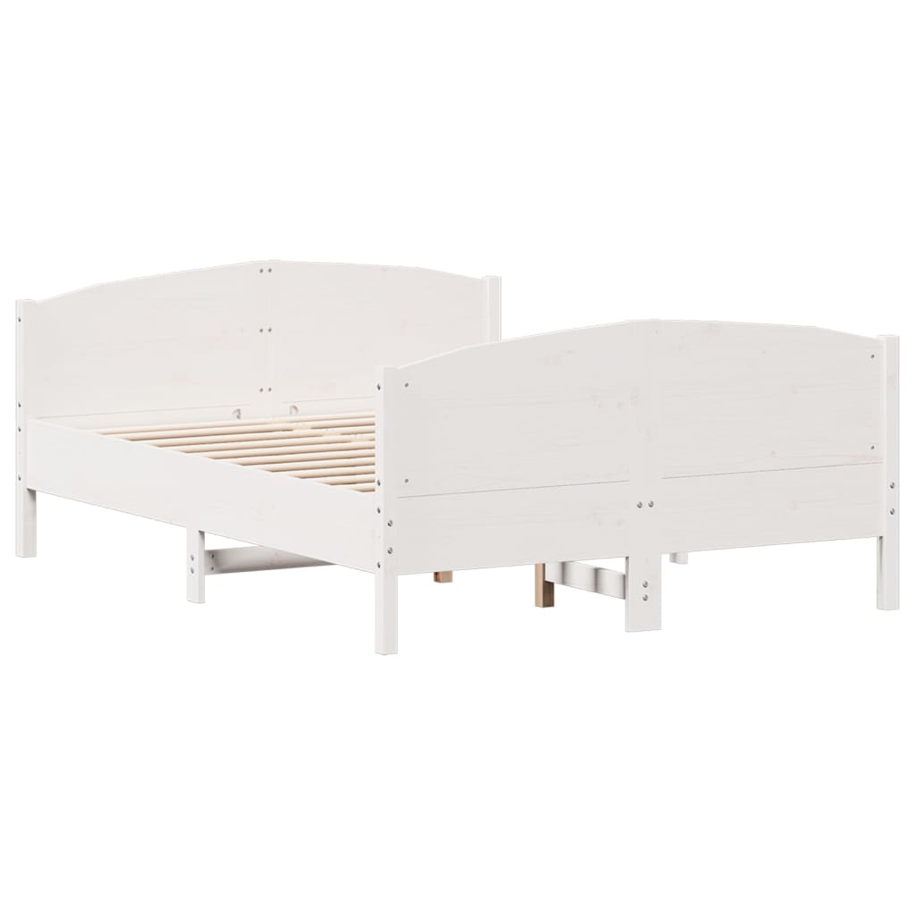 Cadre de lit sans matelas blanc 160x200 cm bois de pin massif