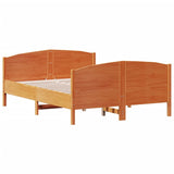 Bed frame without mattress brown wax 160x200cm solid pine wood