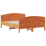 Bed frame without mattress brown wax 160x200cm solid pine wood