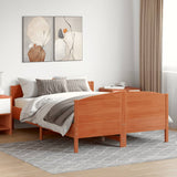 Bed frame without mattress brown wax 160x200cm solid pine wood