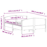 Bed frame without mattress 150x200 cm solid pine wood