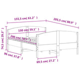 Bed frame without mattress white 150x200 cm solid pine wood