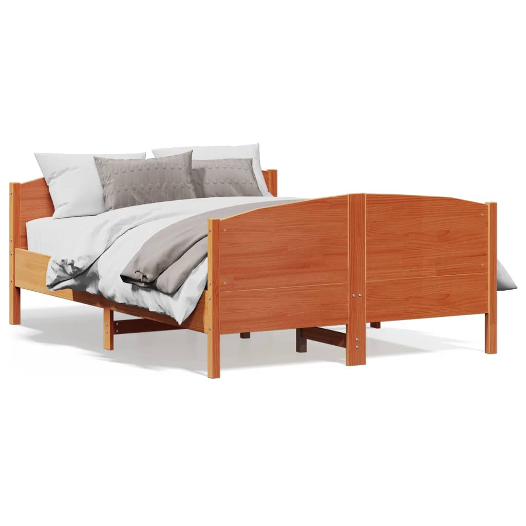 Cadre de lit sans matelas cire marron 150x200cm bois pin massif