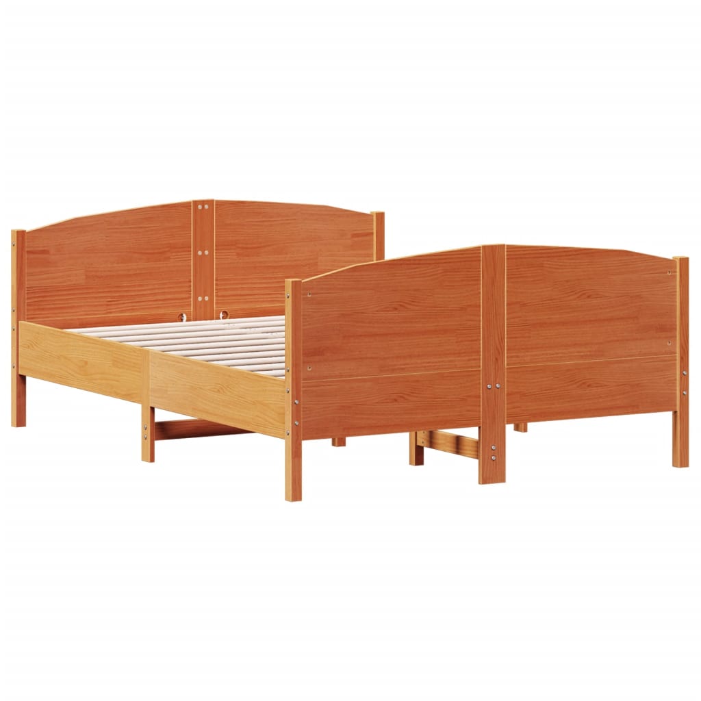 Cadre de lit sans matelas cire marron 150x200cm bois pin massif