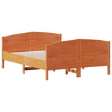 Cadre de lit sans matelas cire marron 150x200cm bois pin massif