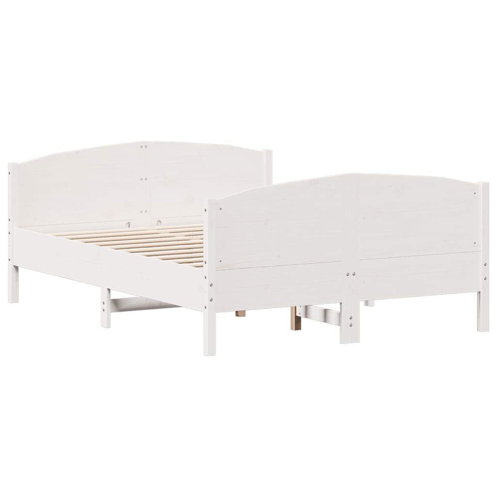 Cadre de lit sans matelas blanc 140x200 cm bois de pin massif