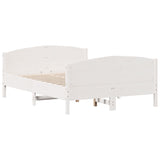 Cadre de lit sans matelas blanc 120x200 cm bois de pin massif