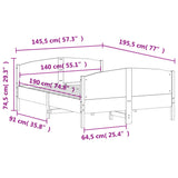 Cadre de lit sans matelas 140x190 cm bois de pin massif