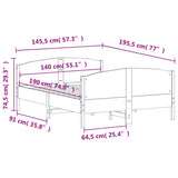 Cadre de lit sans matelas blanc 140x190 cm bois de pin massif