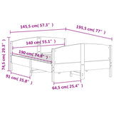 Cadre de lit sans matelas cire marron 140x190cm bois pin massif