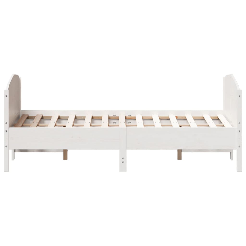 Cadre de lit sans matelas blanc 135x190 cm bois de pin massif