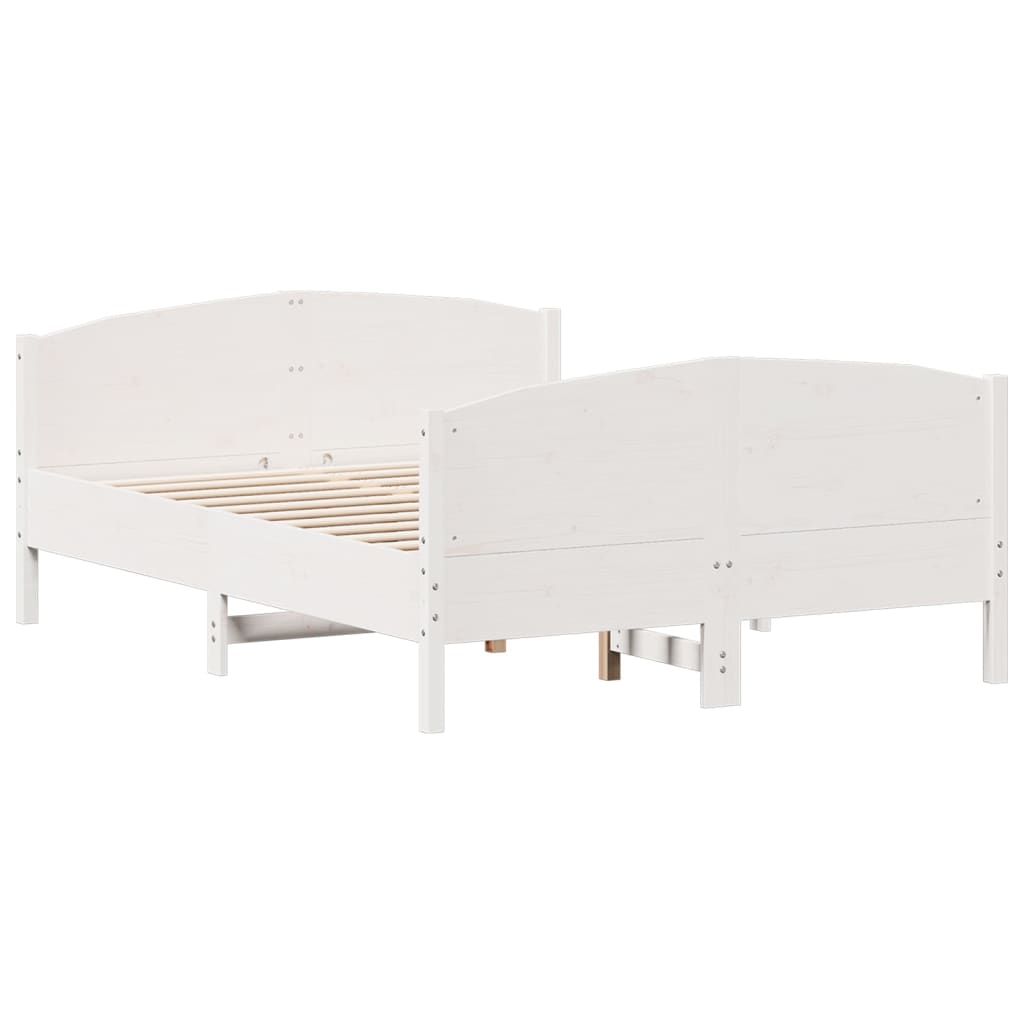 Cadre de lit sans matelas blanc 135x190 cm bois de pin massif