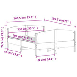 Cadre de lit sans matelas cire marron 135x190cm bois pin massif