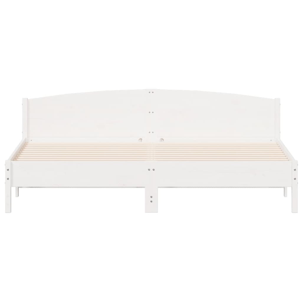 Cadre de lit sans matelas blanc 200x200 cm bois massif de pin