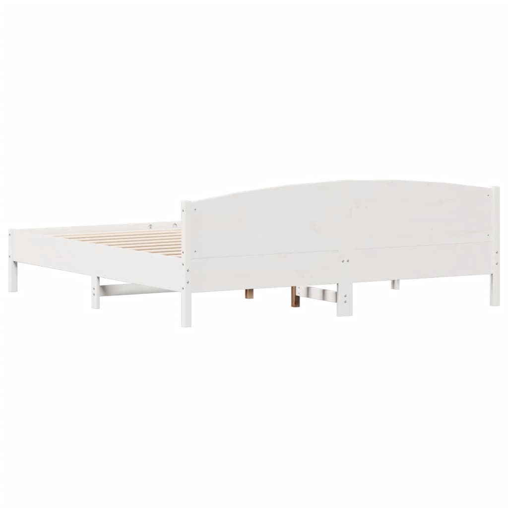 Cadre de lit sans matelas blanc 200x200 cm bois massif de pin