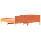 Bed frame without mattress brown wax 200x200cm solid pine wood