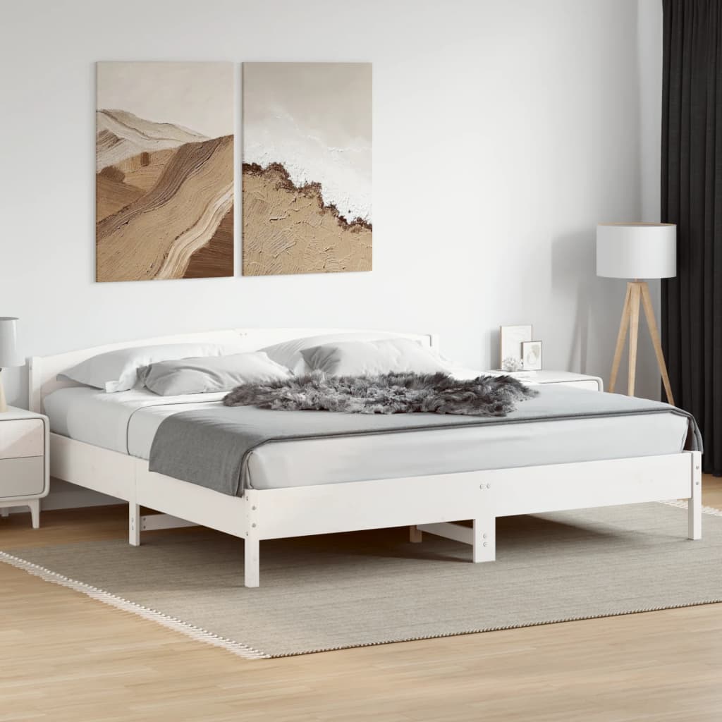 Cadre de lit sans matelas blanc 180x200 cm bois massif de pin