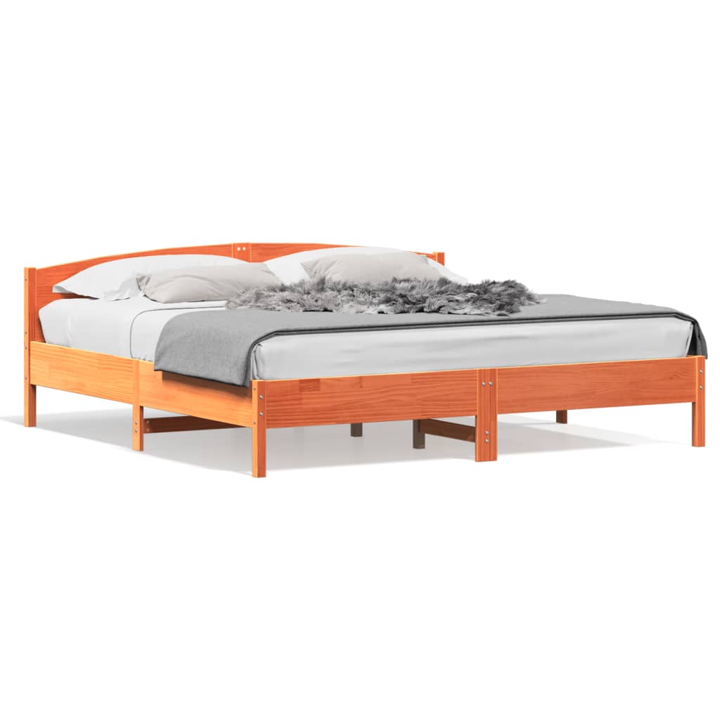 Cadre de lit sans matelas cire marron 180x200cm bois pin massif