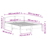 Bed frame without mattress 160x200 cm solid pine wood