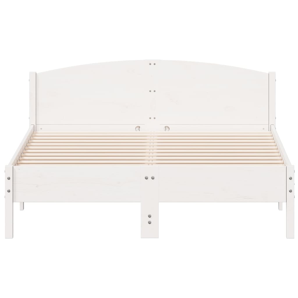 Cadre de lit sans matelas blanc 160x200 cm bois de pin massif