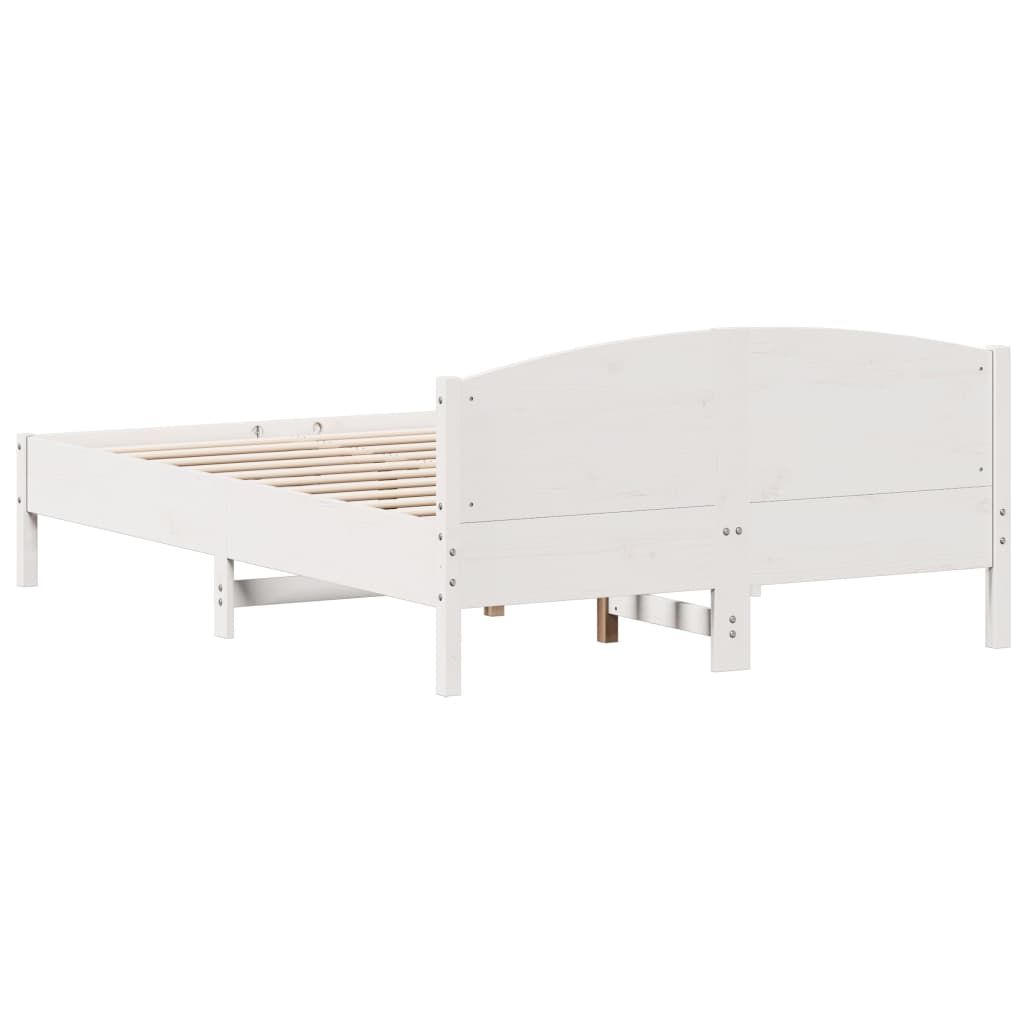 Cadre de lit sans matelas blanc 160x200 cm bois de pin massif