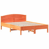 Bed frame without mattress brown wax 160x200cm solid pine wood