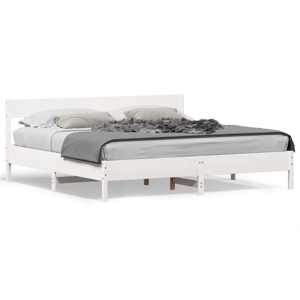 Cadre de lit sans matelas blanc 200x200 cm bois massif de pin