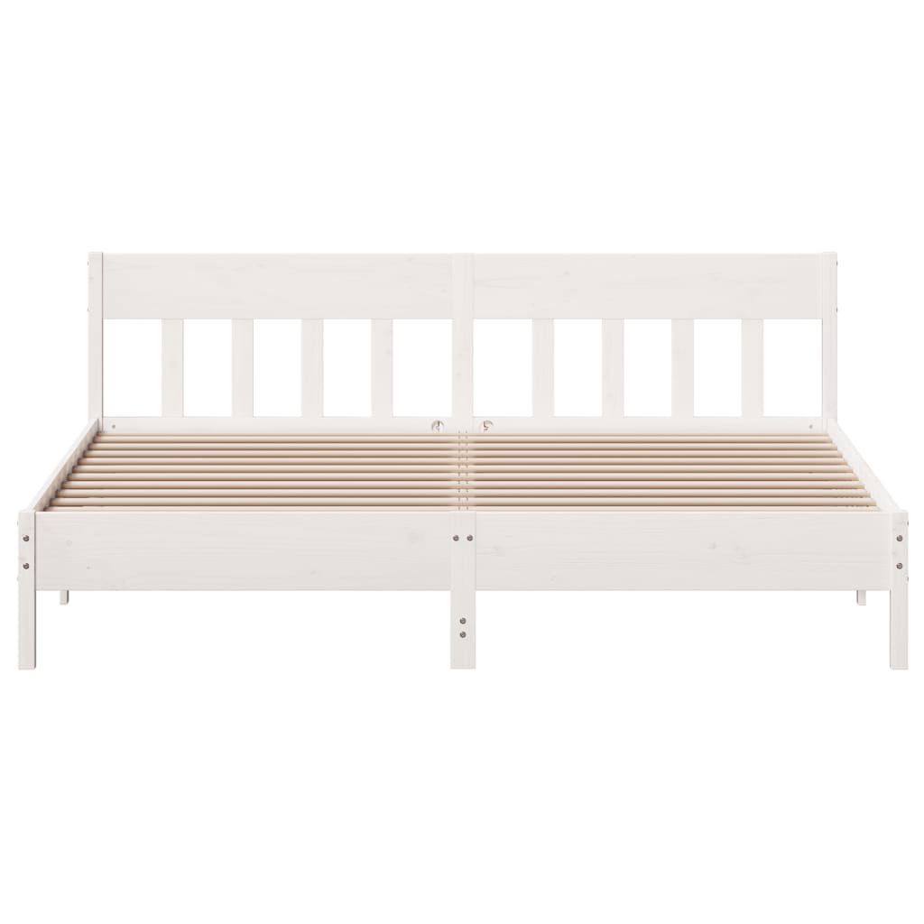 Cadre de lit sans matelas blanc 200x200 cm bois massif de pin