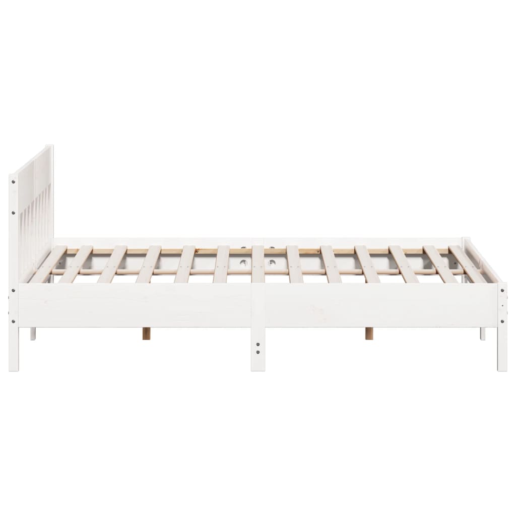 Cadre de lit sans matelas blanc 200x200 cm bois massif de pin