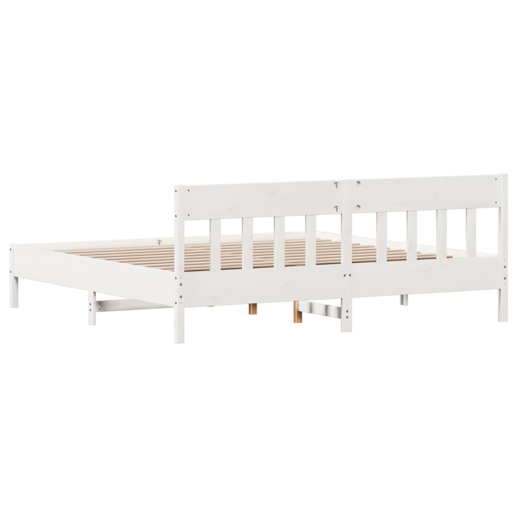 Cadre de lit sans matelas blanc 200x200 cm bois massif de pin