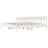 Cadre de lit sans matelas blanc 200x200 cm bois massif de pin