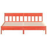 Bed frame without mattress brown wax 200x200cm solid pine wood