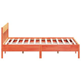 Bed frame without mattress brown wax 200x200cm solid pine wood